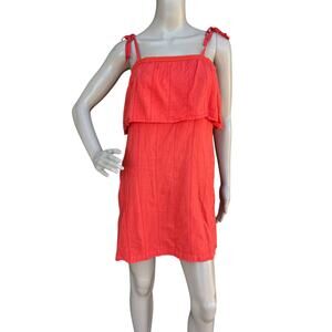 Roxy Coral Red Tiered Dress With Pockets Size S